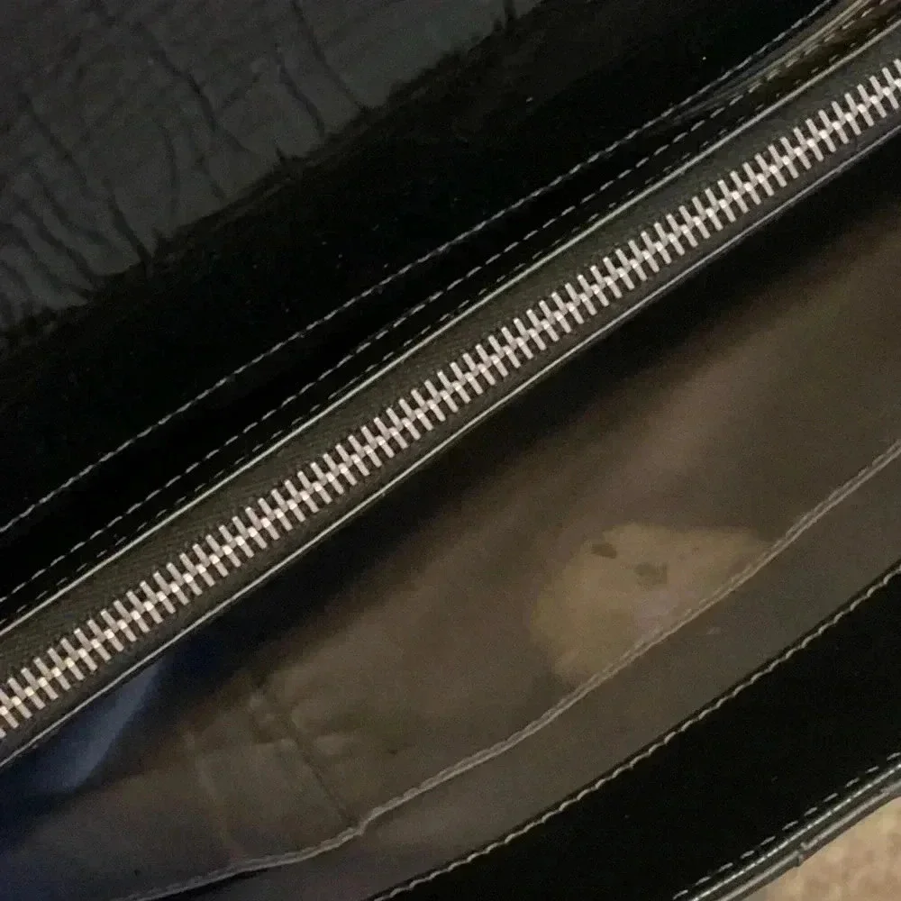 CHANEL X LARGE FLAP PATENT LEATHER QUILTED CC SHOULDER BLACK BAG {RARE FIND}